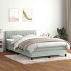 vidaXL Boxspringbett mit Matratze Hellgrau 160x220 cm Samt