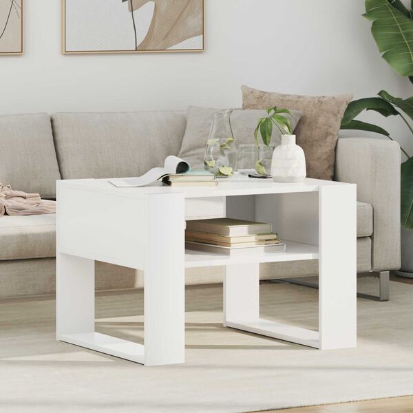 vidaXL Couchtisch mit Speicher Wei&szlig; 66 x 53 x 45 cm Holzwerkstoff