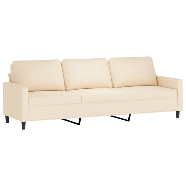 vidaXL 3-Sitzer-Sofa mit Hocker Creme 210 cm Samt