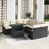 vidaXL Gartensofa-set mit Kissen 9 pcs Schwarz Poly Rattan