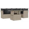 vidaXL 6-tlg. Garten-Sofagarnitur mit Kissen Hellgrau Poly Rattan