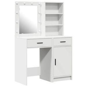 vidaXL Schminktischset mit LED mit Schubladen 2 pcs Wei&szlig; Holzwerkstoff