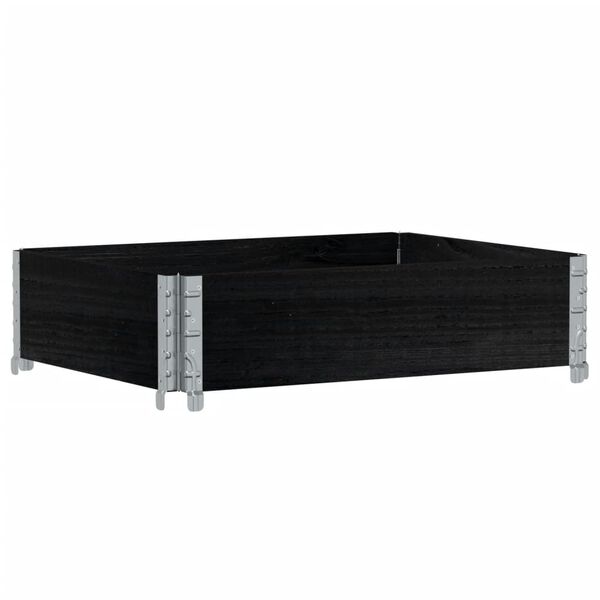 vidaXL Paletten-Aufsatzrahmen Schwarz 80x60 cm Massivholz Kiefer