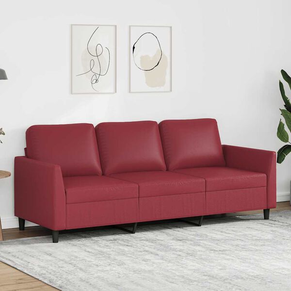 vidaXL 3-Sitzer-Sofa Weinrot 180 cm Kunstleder