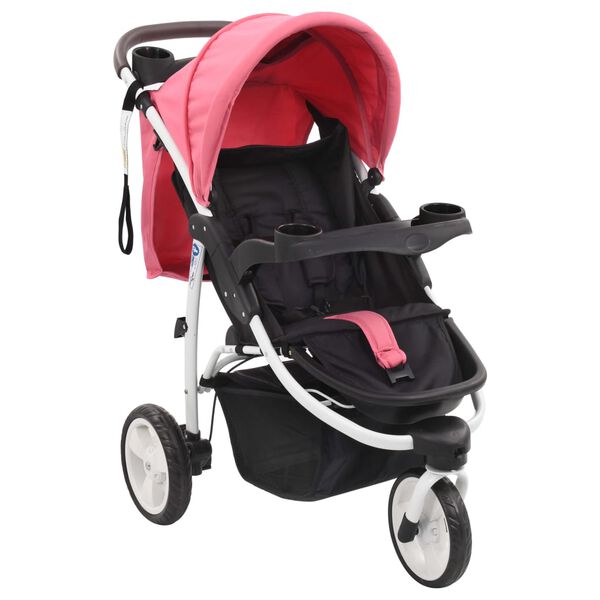 vidaXL 3-Rad-Kinderwagen Rosa und Schwarz