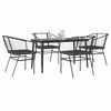 vidaXL 5-tlg. Garten-Essgruppe mit Kissen Schwarz Poly Rattan Glas