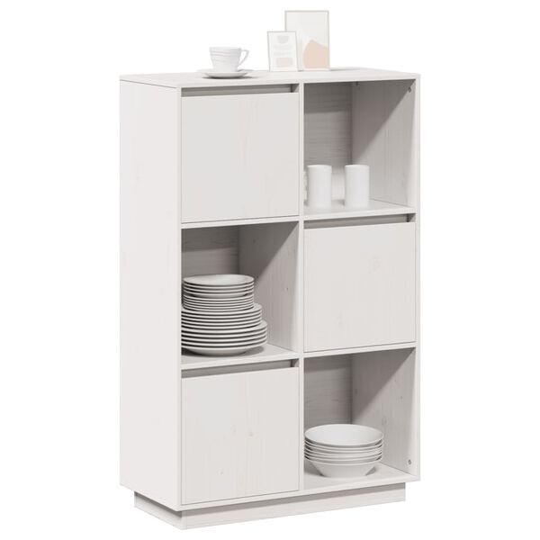 vidaXL Highboard Weiß 74x35x117 cm Massivholz Kiefer