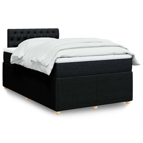 vidaXL Boxspringbett mit Matratze Schwarz 120x190 cm Stoff