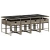 vidaXL 9-tlg. Garten-Essgruppe mit Kissen Grau Poly Rattan
