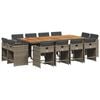 vidaXL 13-tlg. Garten-Essgruppe mit Kissen Grau Poly Rattan