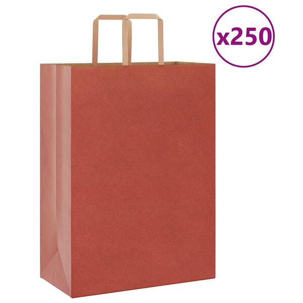 vidaXL Papiertragetaschen 250 Stk. mit Henkeln Rot 32x17x44 cm
