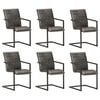 vidaXL Freischwinger 6 Stk. Grau Echtleder