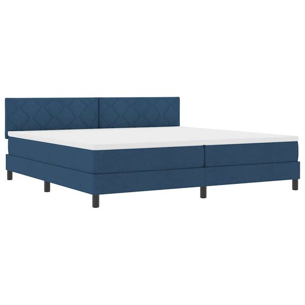 vidaXL Boxspringbett mit Matratze mit Kopfteil Blau 200 x 200 cm Stoff