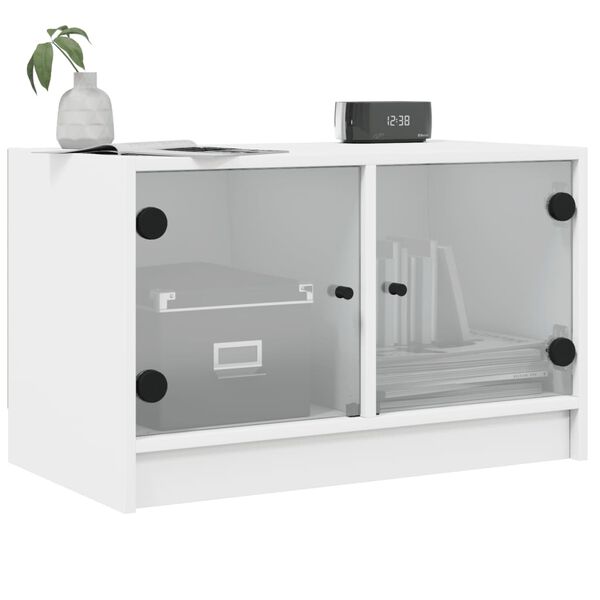vidaXL TV-Schrank mit Glastüren Weiß 68x37x42 cm