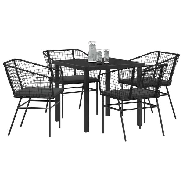 vidaXL Garten Essgruppe 5 pcs Schwarz Poly-Rattan