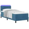 vidaXL LED Boxspringbett mit Matratze Dunkelblau 80 x 200 cm Samt