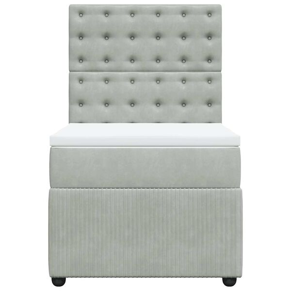 vidaXL Boxspringbett mit Matratze Hellgrau 80x200 cm Samt
