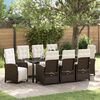 vidaXL Garten Essgruppe mit Kissen 9 pcs Braun Poly-Rattan