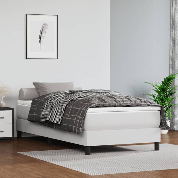 vidaXL Boxspringbett mit Matratze Weiß 80x200 cm Kunstleder