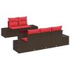 vidaXL Sofa Set mit Kissen 6 pcs Braun Poly Rattan