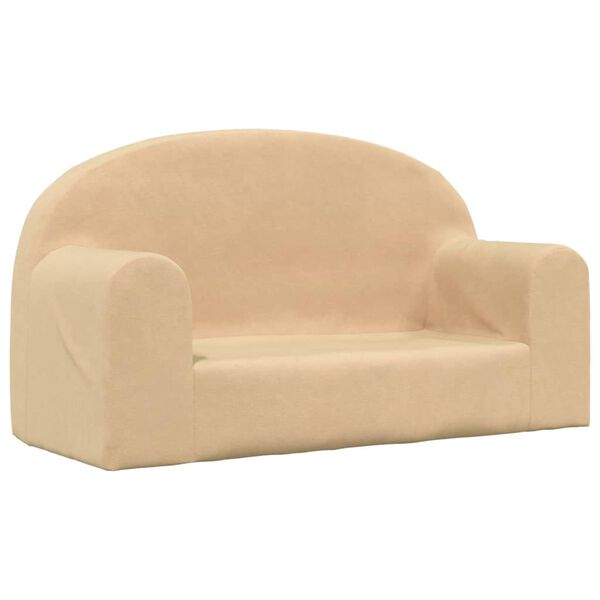 vidaXL Kindersofa 2-Sitzer Creme Weich Pl&uuml;sch