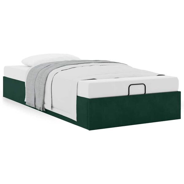vidaXL Ottoman-Bett ohne Matratze Dunkelgr&uuml;n 90x200 cm Samt