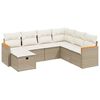 vidaXL 7-tlg. Garten-Sofagarnitur mit Kissen Beige Poly Rattan