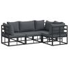vidaXL Gartensofa-set 4 Stk. Schwarz Aluminium