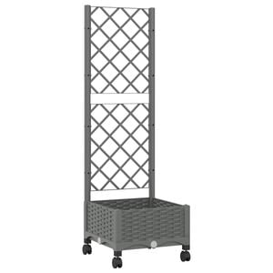vidaXL Pflanzk&uuml;bel mit Spalier und R&auml;dern Hellgrau 40 x 40 x 131,5 cm