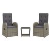 vidaXL 3-tlg. Garten-Essgruppe mit Kissen Grau Poly Rattan