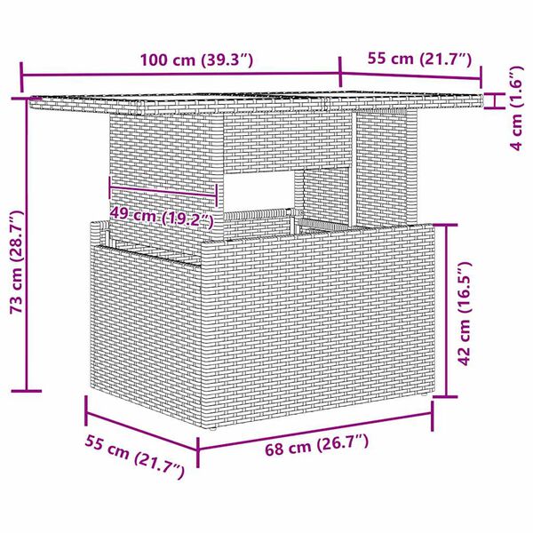 vidaXL Garten-Sofa-Set mit Kissen mit Speicher 5 pcs Beige Poly Rattan