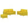 vidaXL 3-tlg. Sofagarnitur mit Kissen Hellgelb Stoff