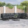vidaXL Garten-Sofa-Set mit Kissen Schwarz Aluminium