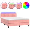 vidaXL Boxspringbett mit Matratze & LED Rosa 140x200 cm Samt