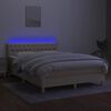 vidaXL Boxspringbett mit Matratze & LED Creme 140x200 cm Stoff