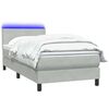 vidaXL Boxspringbett mit Matratze & LED Hellgrau 90x220 cm Samt