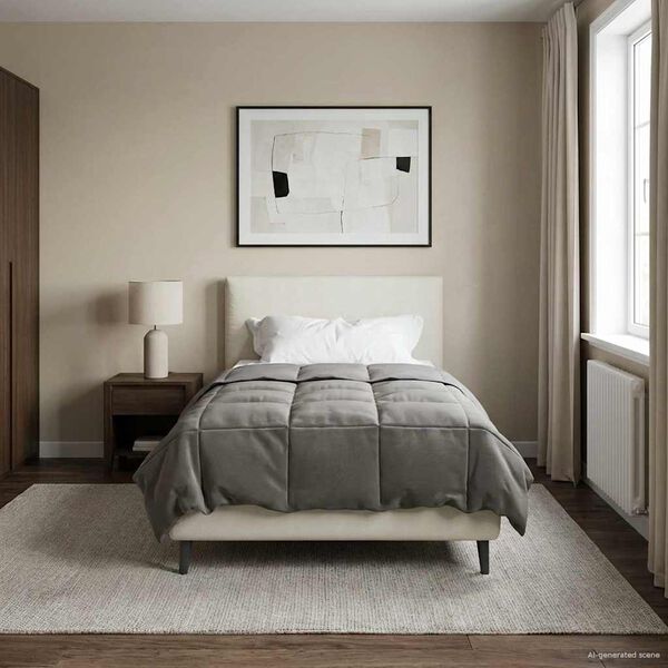 vidaXL Ganzjahresbettdecke Gepolstert Hellgrau 155 x 200 cm Mikrofaser