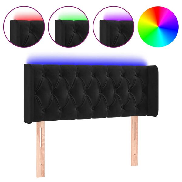 vidaXL LED Kopfteil Schwarz 93x16x78/88 cm Samt