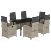 vidaXL 7-tlg. Garten-Essgruppe mit Kissen Hellgrau Poly Rattan