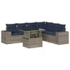 vidaXL 7-teiliges Gartensofa-Set mit Kissen, grau, Polyrattan