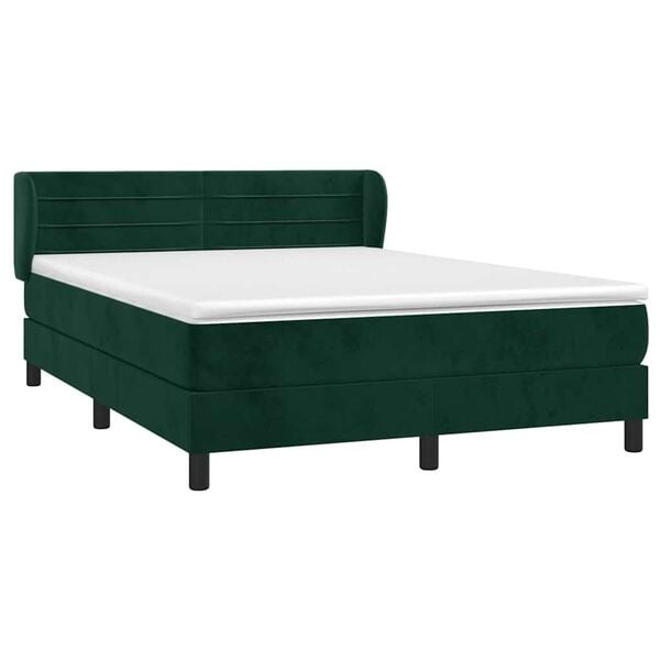 vidaXL Boxspringbett mit Matratze Dunkelgr&uuml;n 140x190 cm Samt