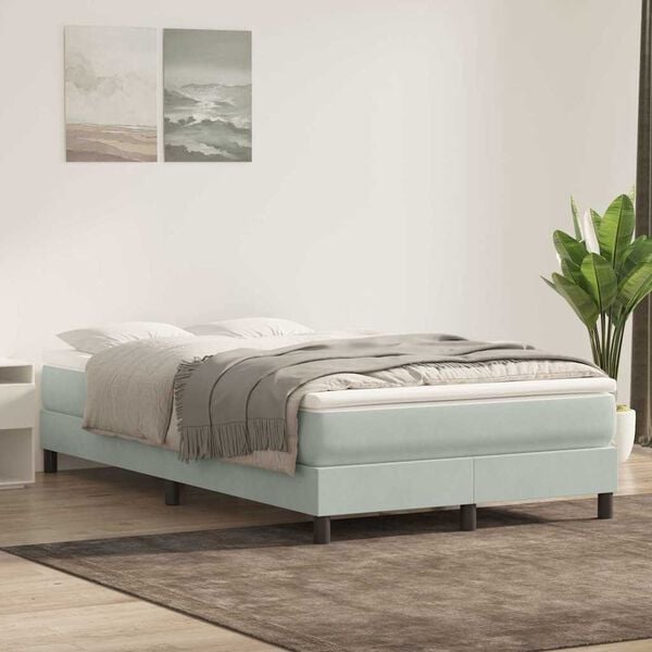 vidaXL Boxspringbett ohne Matratze Hellgrau 120x210 cm Samt