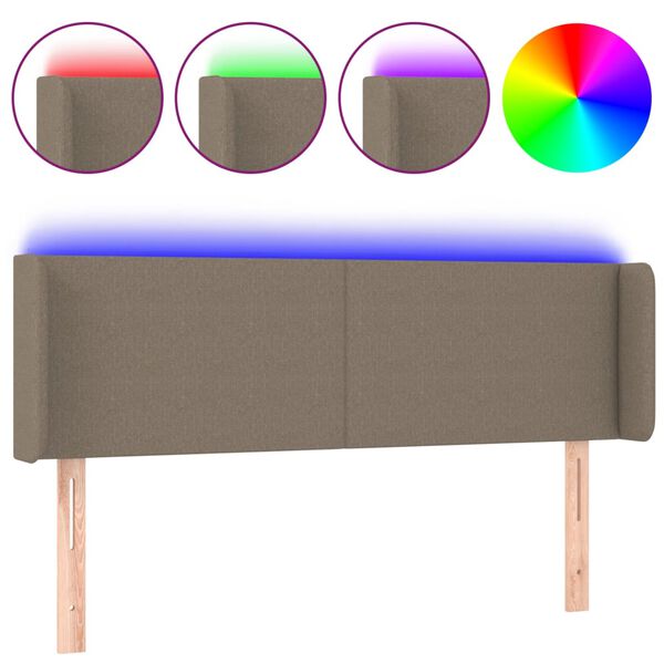 vidaXL LED Kopfteil Taupe 147x16x78/88 cm Stoff