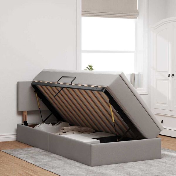 vidaXL Bett mit Stauraum und LED mit Matratze Taupe 100 x 200 cm Stoff