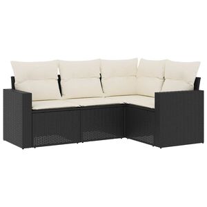 vidaXL 4-tlg. Garten-Sofagarnitur mit Kissen Schwarz Poly Rattan