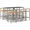 vidaXL 9-tlg. Gartenbar-Set Grau Poly Rattan & Massivholz Akazie