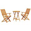 vidaXL Klapp Bistro Set 3 pcs Braun Massivholz Akazie
