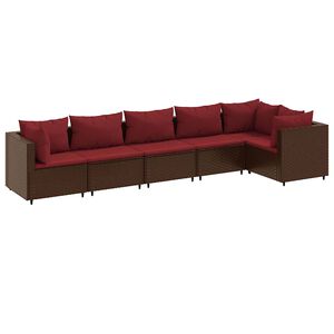 vidaXL 6-tlg. Garten-Lounge-Set mit Kissen Braun Poly Rattan