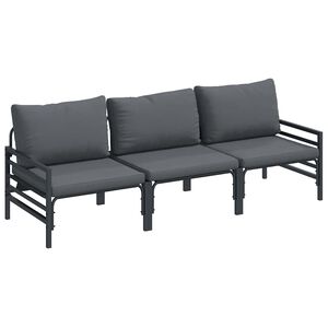 vidaXL Gartensofa-set mit Kissen 3 pcs Schwarz Stahl