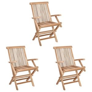 vidaXL Klappbarer Gartenstuhl 3 stk. Natur Massivholz Teak